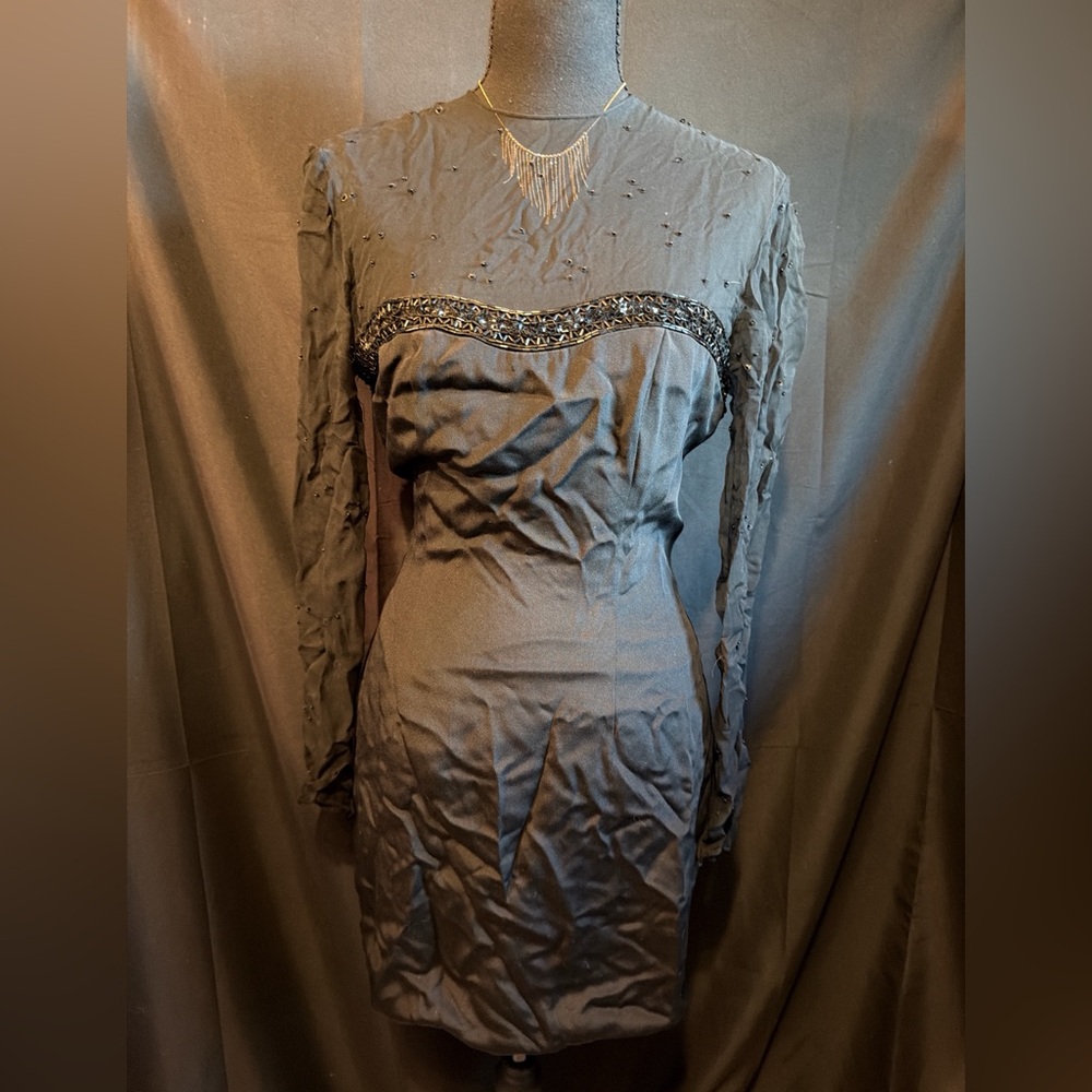 Vintage Fabrice Elegant Black Dress with Beaded Detail